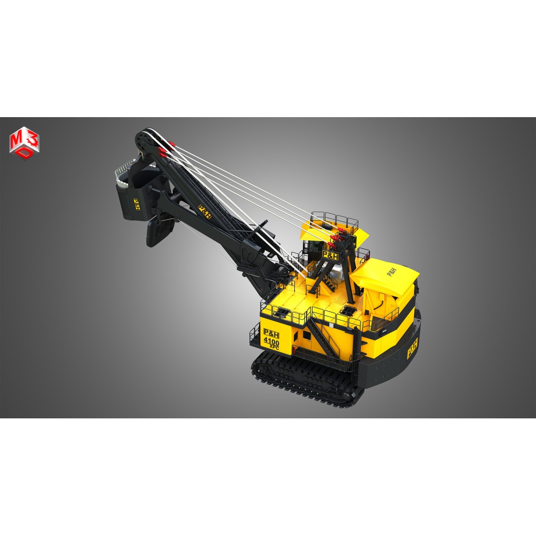 4100XPC Mining Electric Rope Shovel 3D Model – High Poly PBR Asset, FBX
