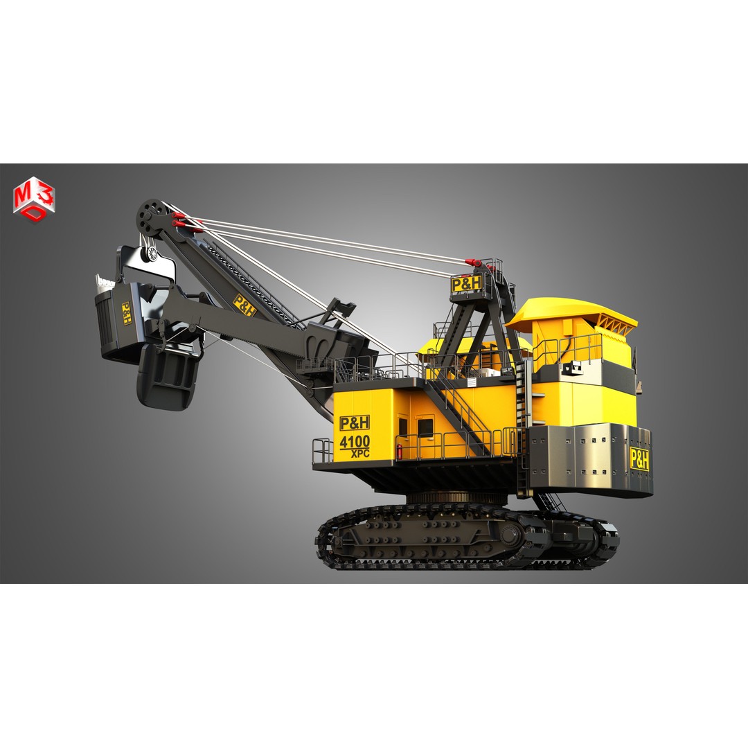 4100XPC Mining Electric Rope Shovel 3D Model – High Poly PBR Asset, FBX - View 11