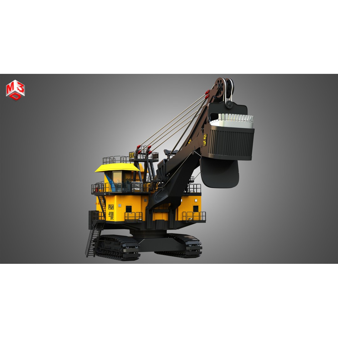 4100XPC Mining Electric Rope Shovel 3D Model – High Poly PBR Asset, FBX - View 14