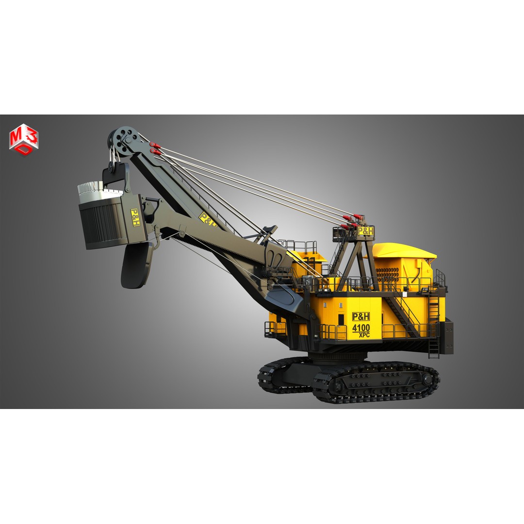 4100XPC Mining Electric Rope Shovel 3D Model – High Poly PBR Asset, FBX - View 16