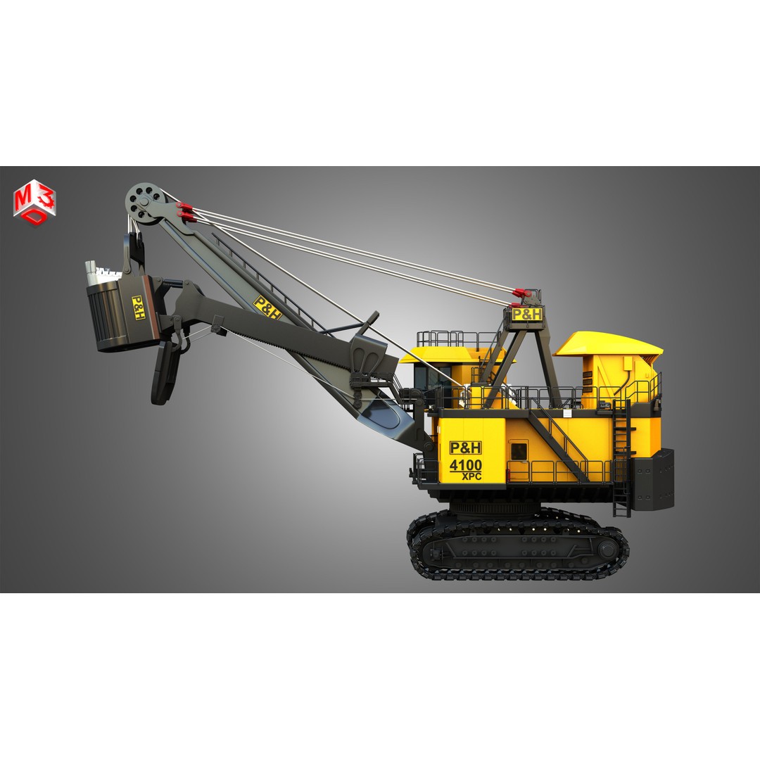 4100XPC Mining Electric Rope Shovel 3D Model – High Poly PBR Asset, FBX - View 6