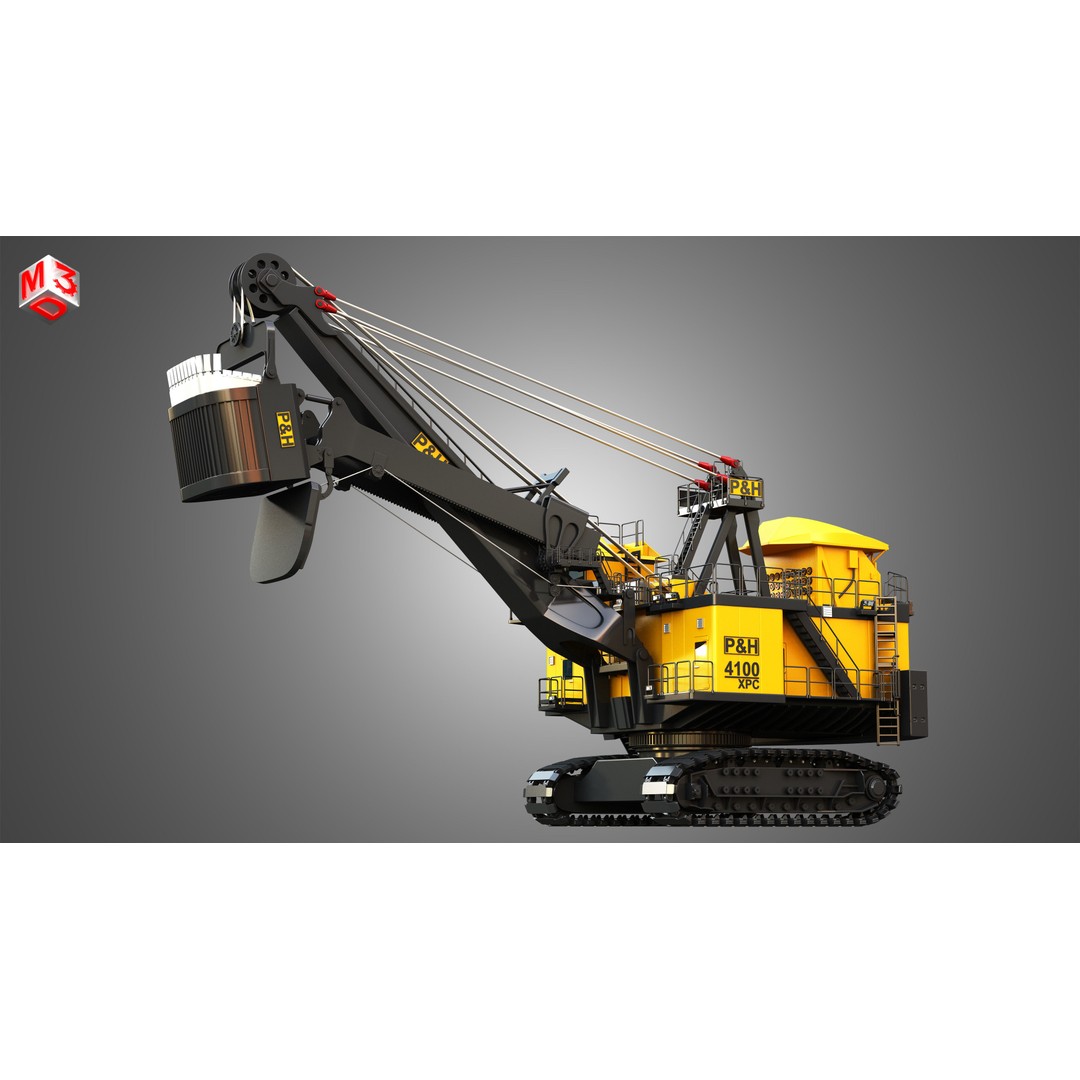 4100XPC Mining Electric Rope Shovel 3D Model – High Poly PBR Asset, FBX - View 8