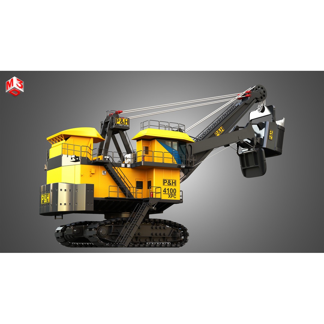 4100XPC Mining Electric Rope Shovel 3D Model – High Poly PBR Asset, FBX - View 9