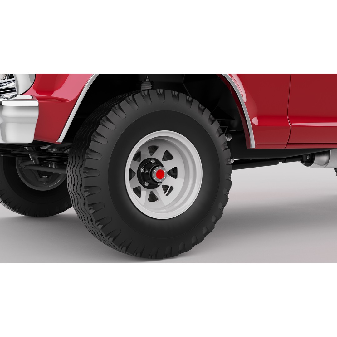 Pickup F250 3D Model – Antique American Truck, FBX, OBJ, Game Ready - View 18