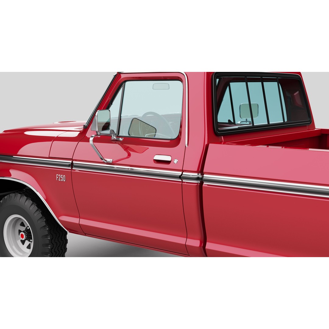Pickup F250 3D Model – Antique American Truck, FBX, OBJ, Game Ready - View 20