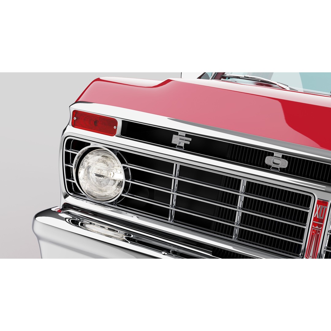 Pickup F250 3D Model – Antique American Truck, FBX, OBJ, Game Ready - View 22
