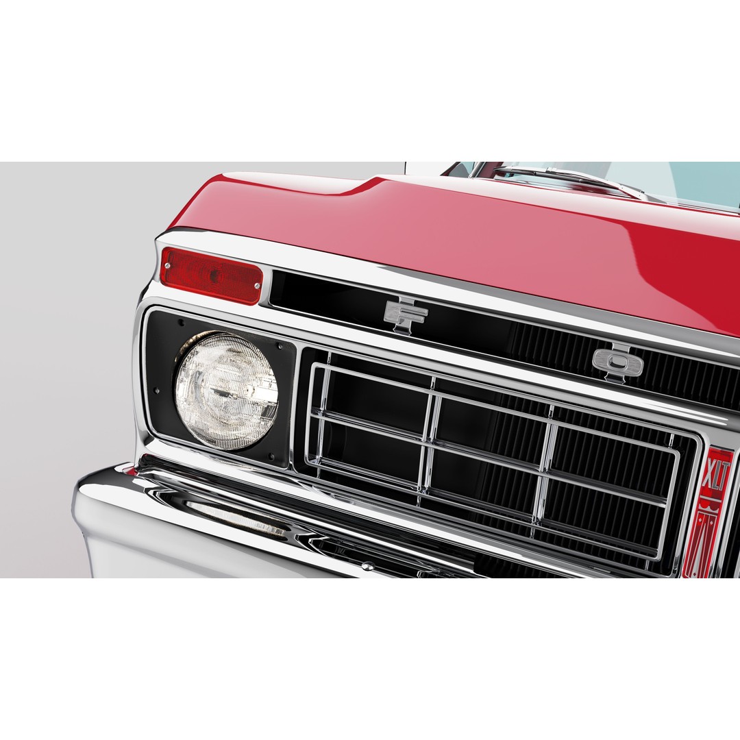 Pickup F250 3D Model – Antique American Truck, FBX, OBJ, Game Ready - View 23