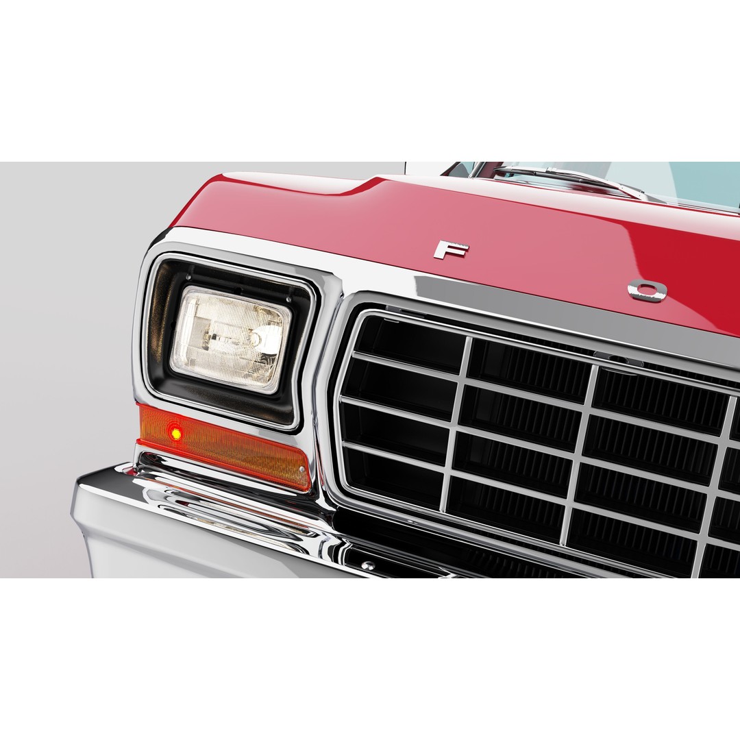 Pickup F250 3D Model – Antique American Truck, FBX, OBJ, Game Ready - View 24