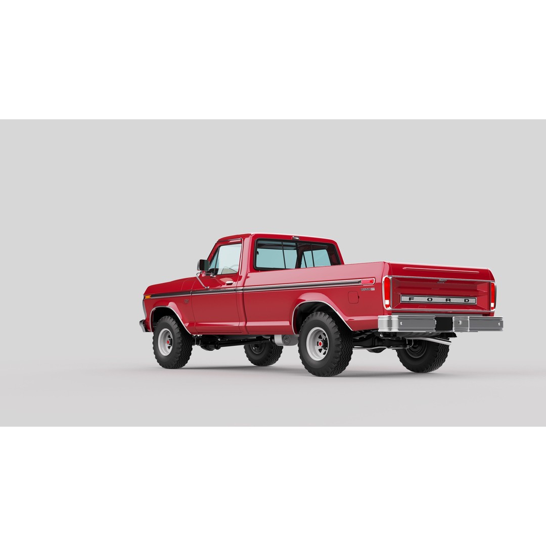 Pickup F250 3D Model – Antique American Truck, FBX, OBJ, Game Ready - View 25
