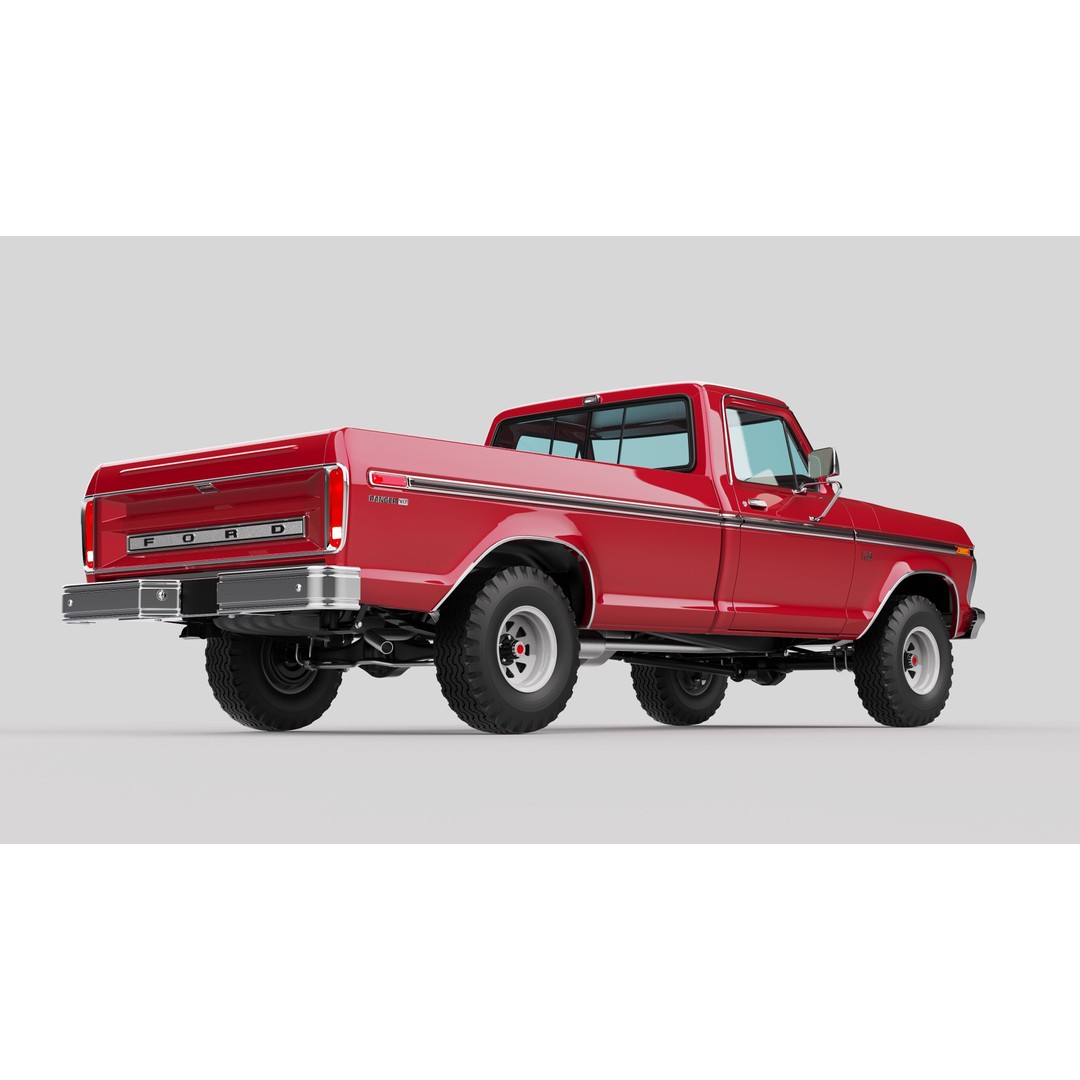 Pickup F250 3D Model – Antique American Truck, FBX, OBJ, Game Ready - View 29