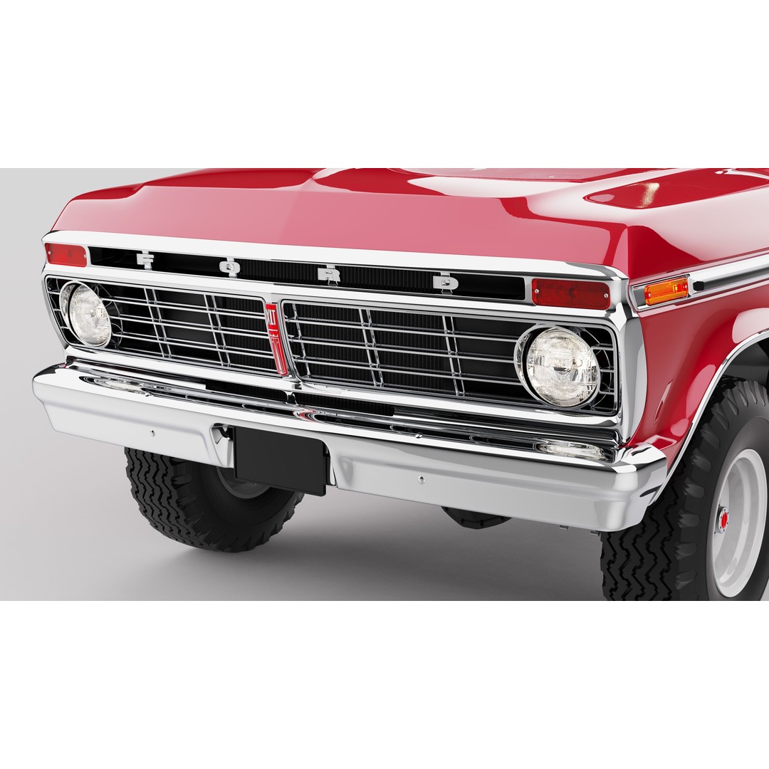 Pickup F250 3D Model – Antique American Truck, FBX, OBJ, Game Ready - View 30