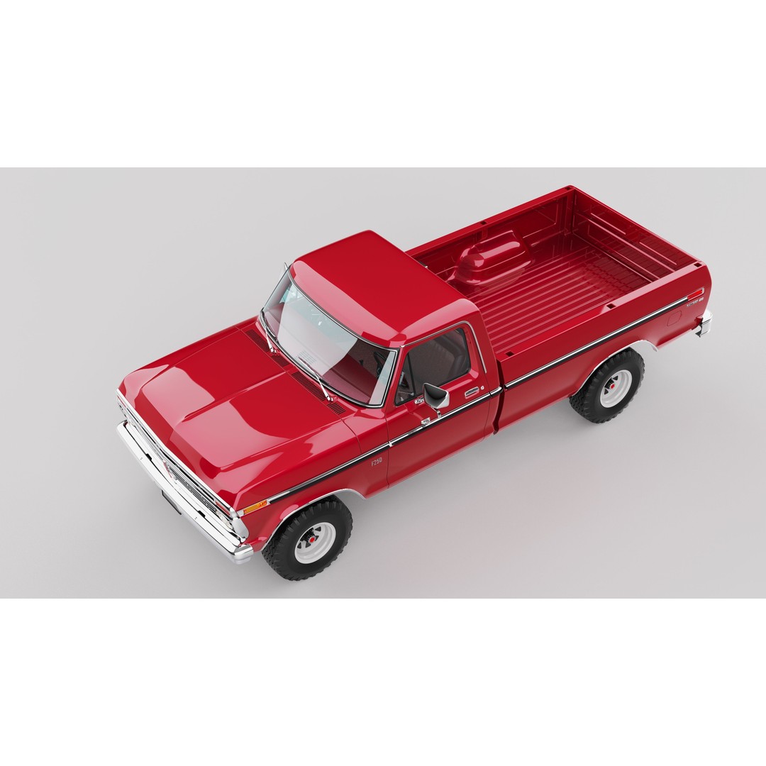 Pickup F250 3D Model – Antique American Truck, FBX, OBJ, Game Ready - View 32
