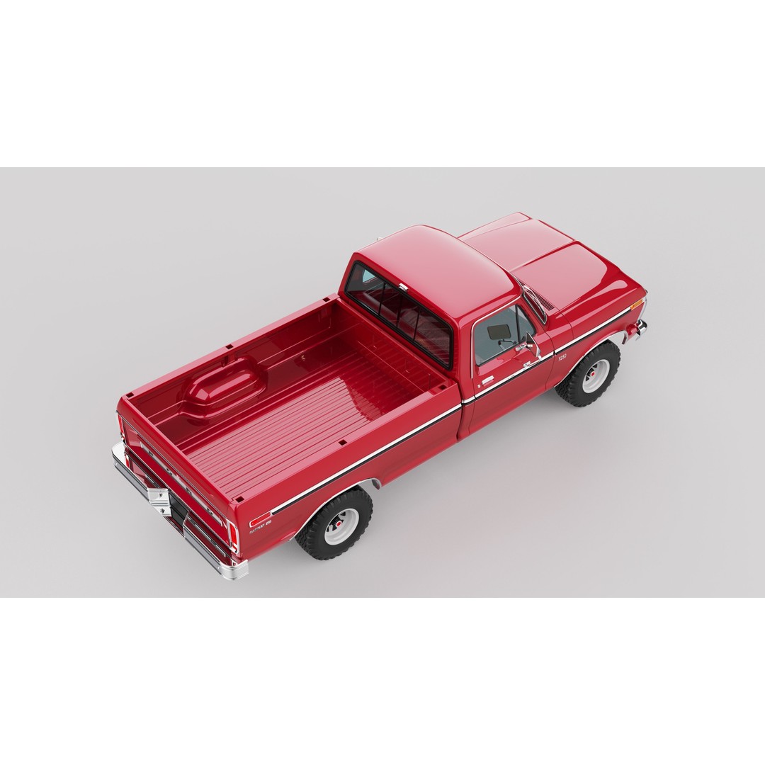Pickup F250 3D Model – Antique American Truck, FBX, OBJ, Game Ready - View 33