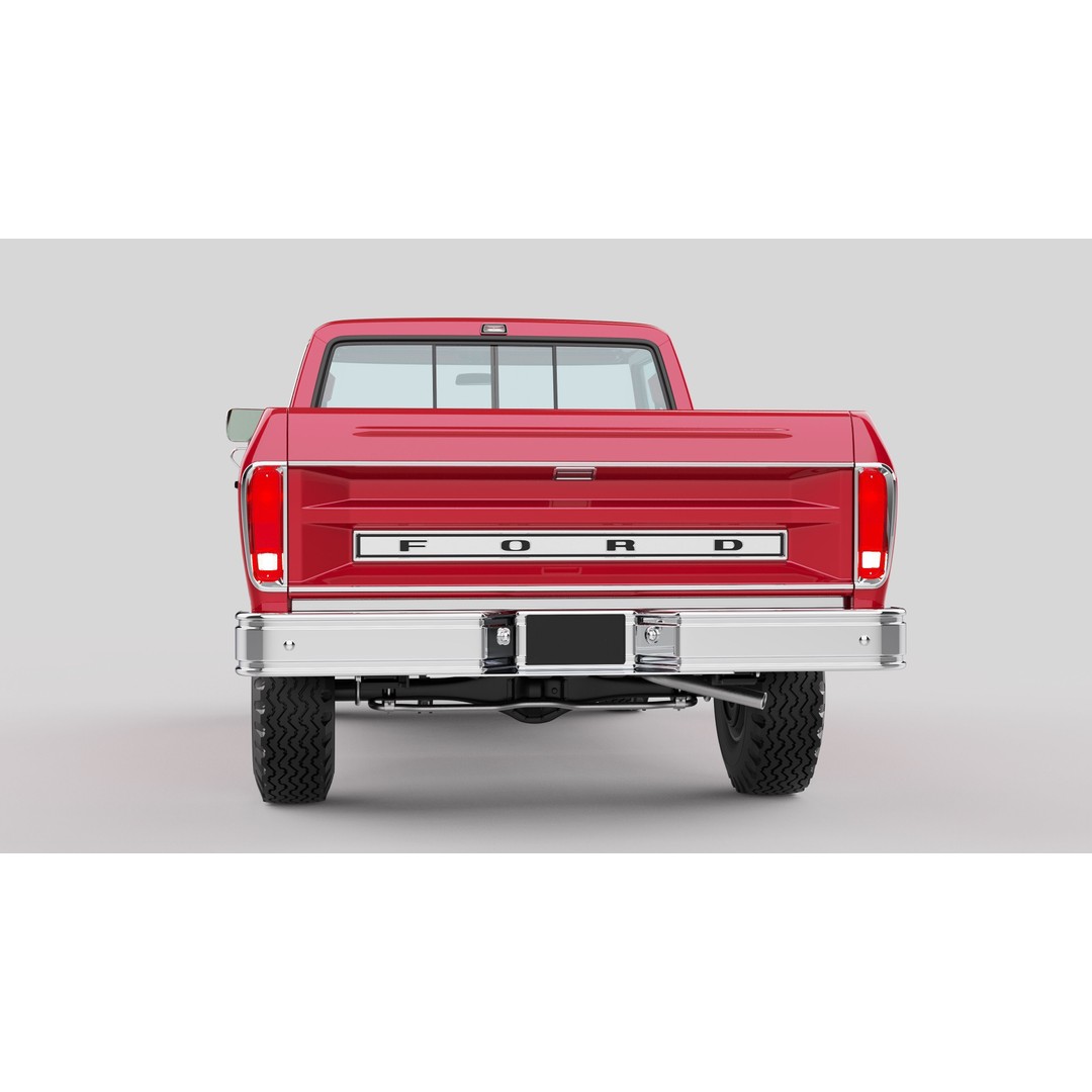 Pickup F250 3D Model – Antique American Truck, FBX, OBJ, Game Ready - View 34