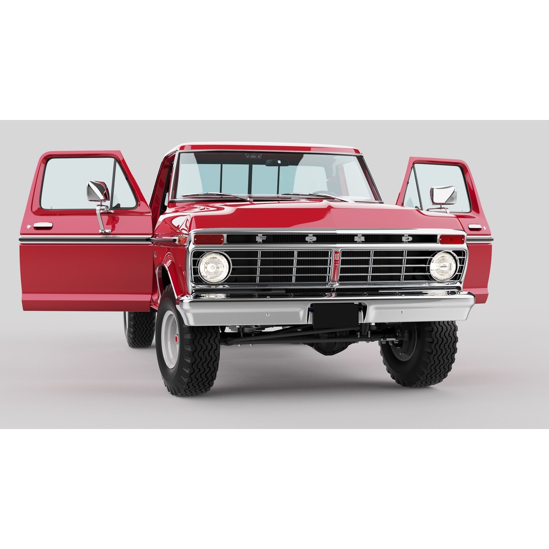 Pickup F250 3D Model – Antique American Truck, FBX, OBJ, Game Ready - View 37