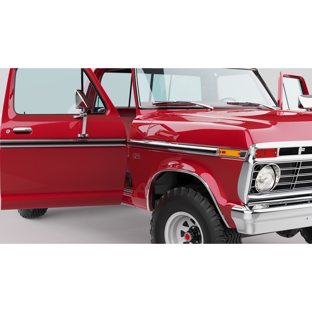 Pickup F250 3D Model – Antique American Truck, FBX, OBJ, Game Ready - View 38