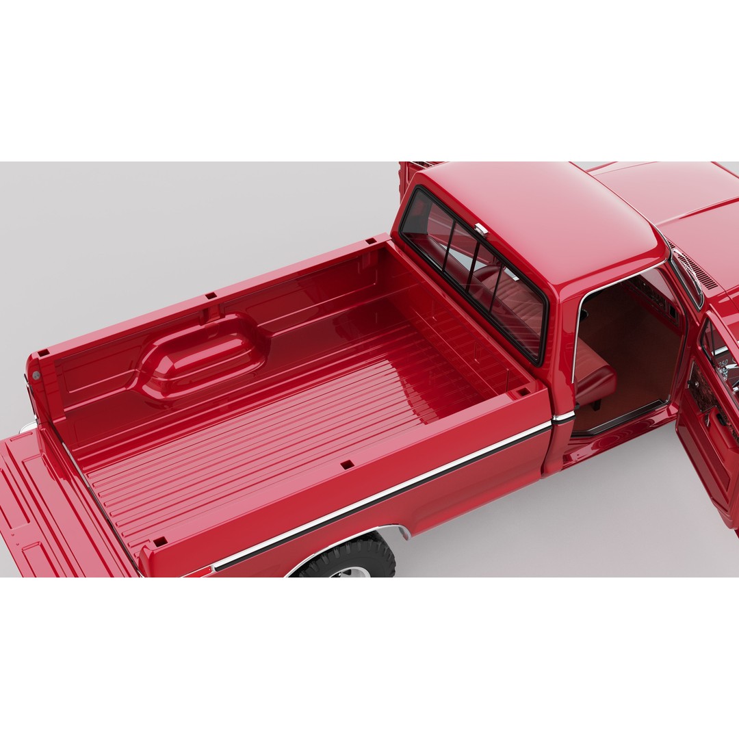 Pickup F250 3D Model – Antique American Truck, FBX, OBJ, Game Ready - View 41