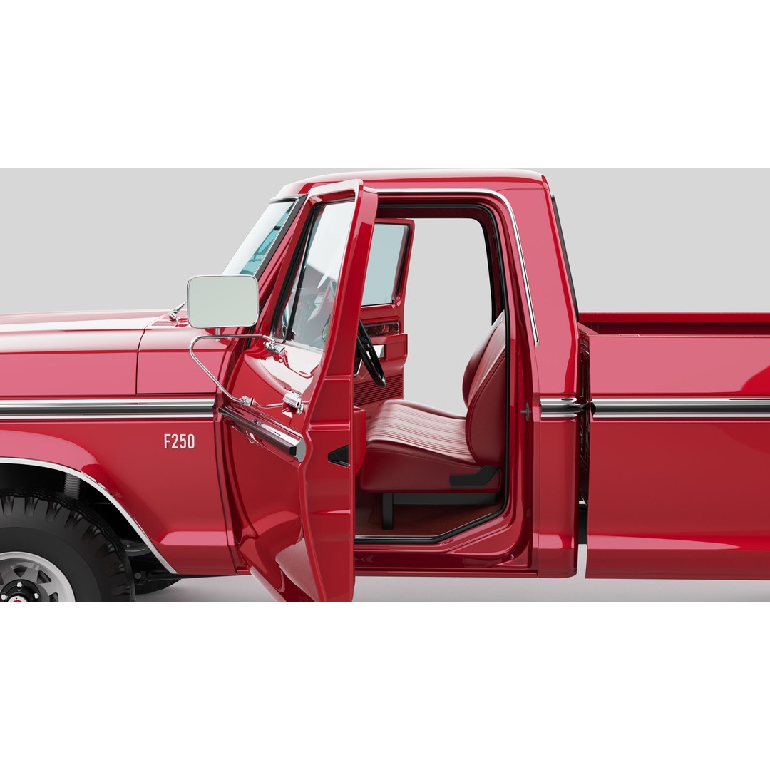 Pickup F250 3D Model – Antique American Truck, FBX, OBJ, Game Ready - View 44