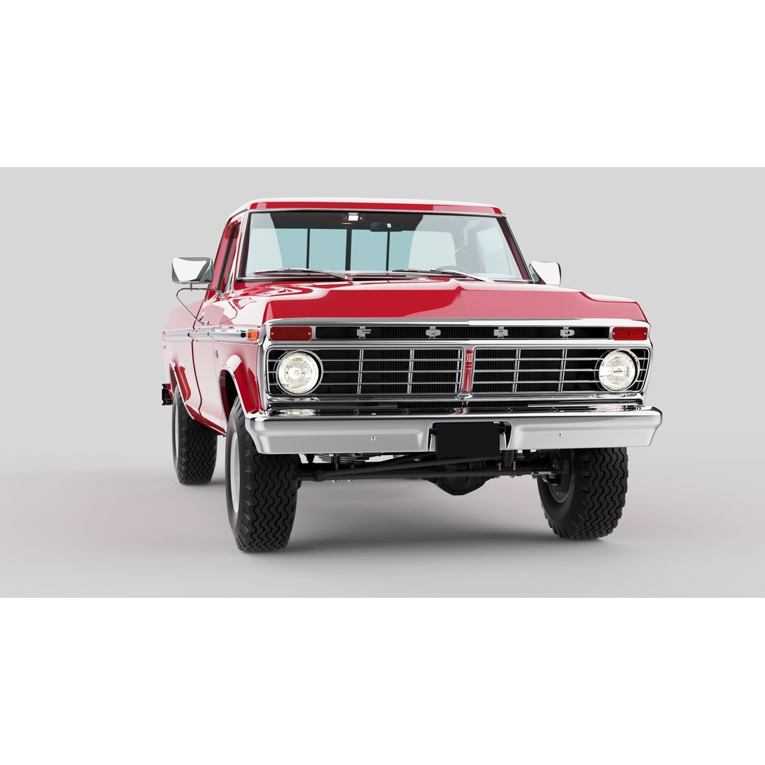 Pickup F250 3D Model – Antique American Truck, FBX, OBJ, Game Ready - View 5