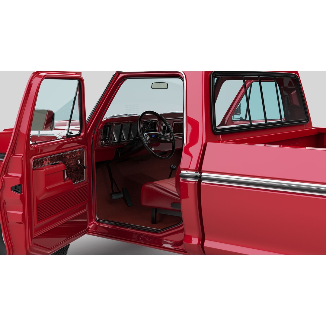 Pickup F250 3D Model – Antique American Truck, FBX, OBJ, Game Ready - View 56