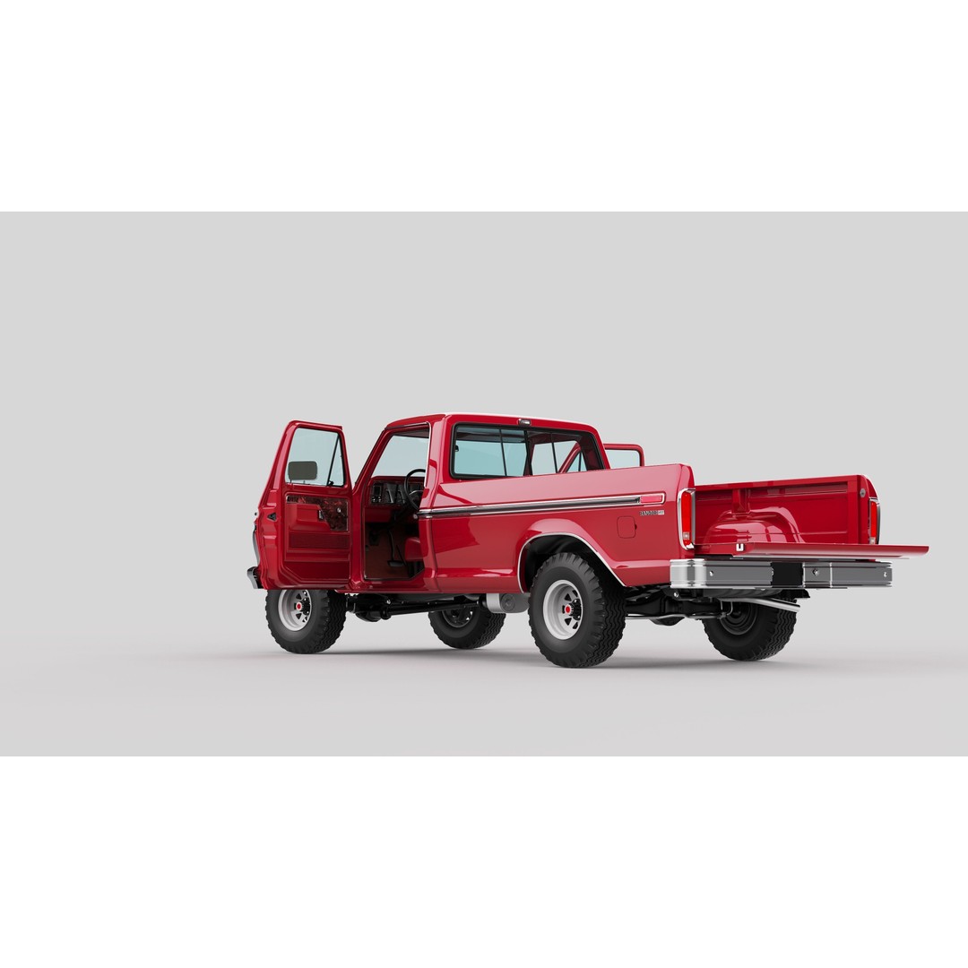 Pickup F250 3D Model – Antique American Truck, FBX, OBJ, Game Ready - View 58