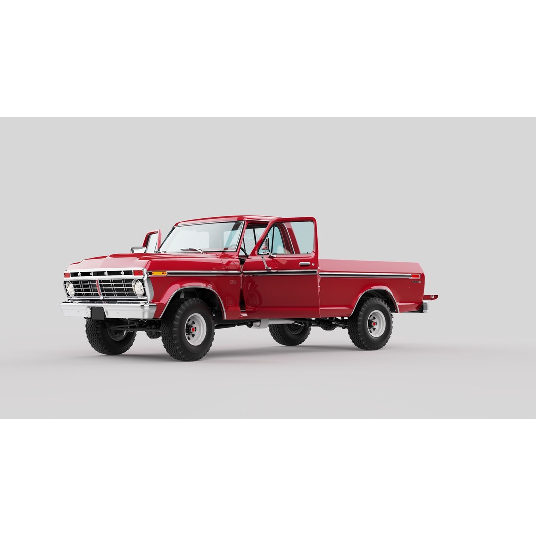 Pickup F250 3D Model – Antique American Truck, FBX, OBJ, Game Ready - View 61