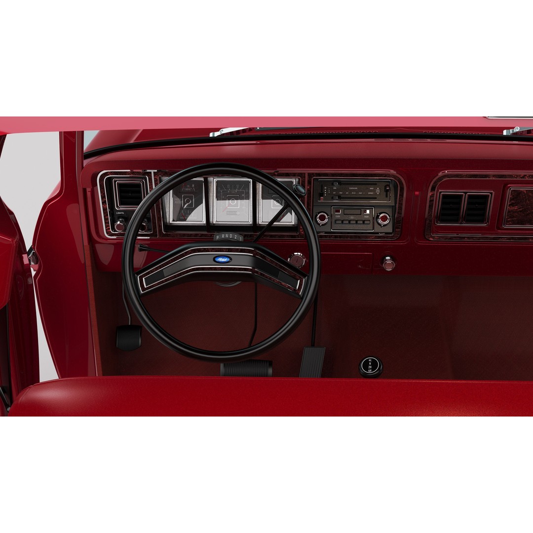 Pickup F250 3D Model – Antique American Truck, FBX, OBJ, Game Ready - View 66