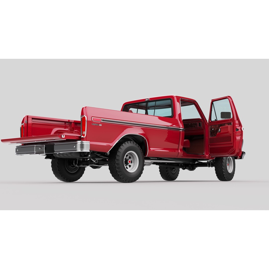 Pickup F250 3D Model – Antique American Truck, FBX, OBJ, Game Ready - View 67