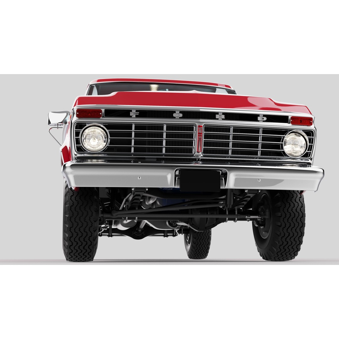 Pickup F250 3D Model – Antique American Truck, FBX, OBJ, Game Ready - View 7