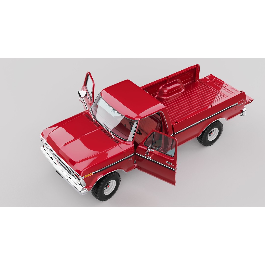Pickup F250 3D Model – Antique American Truck, FBX, OBJ, Game Ready - View 70