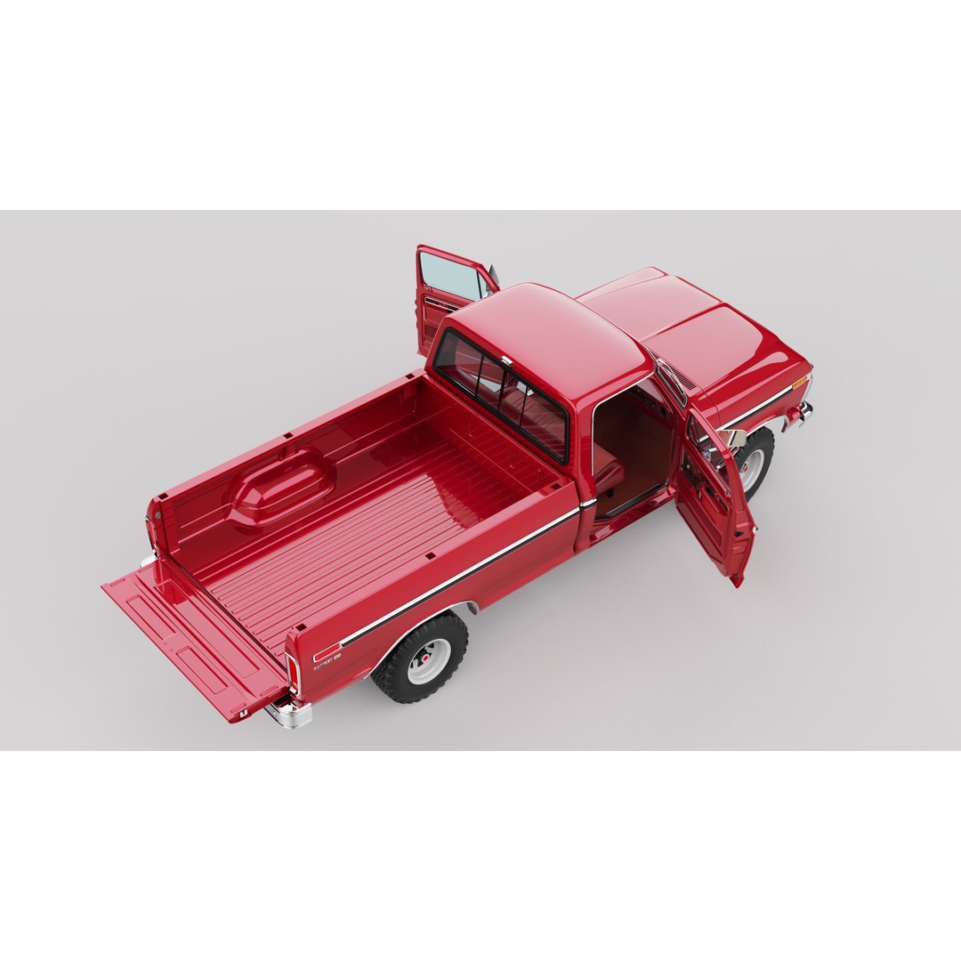 Pickup F250 3D Model – Antique American Truck, FBX, OBJ, Game Ready - View 71