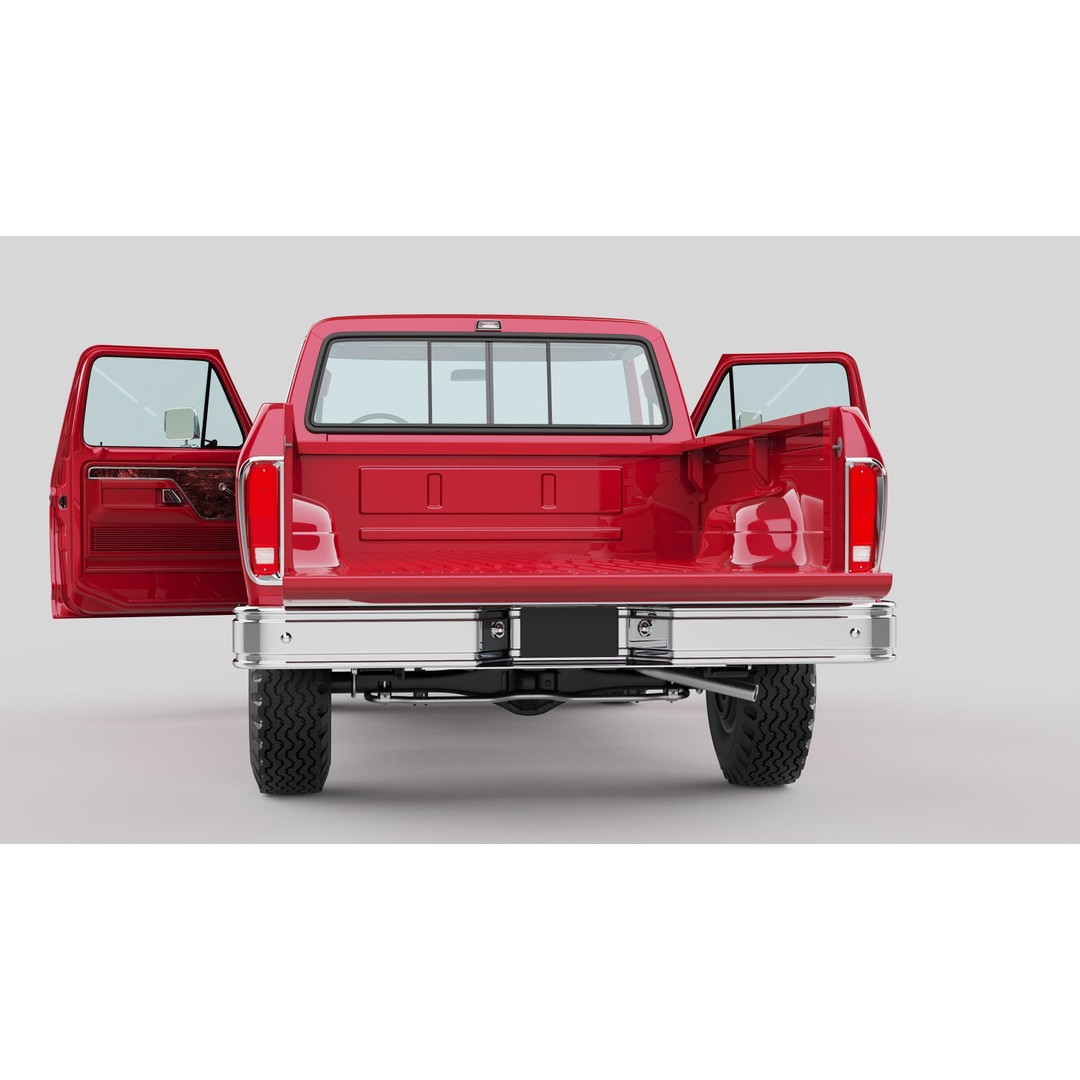 Pickup F250 3D Model – Antique American Truck, FBX, OBJ, Game Ready - View 72