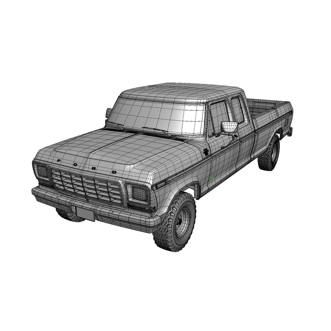 Pickup F250 3D Model – Antique American Truck, FBX, OBJ, Game Ready - View 74