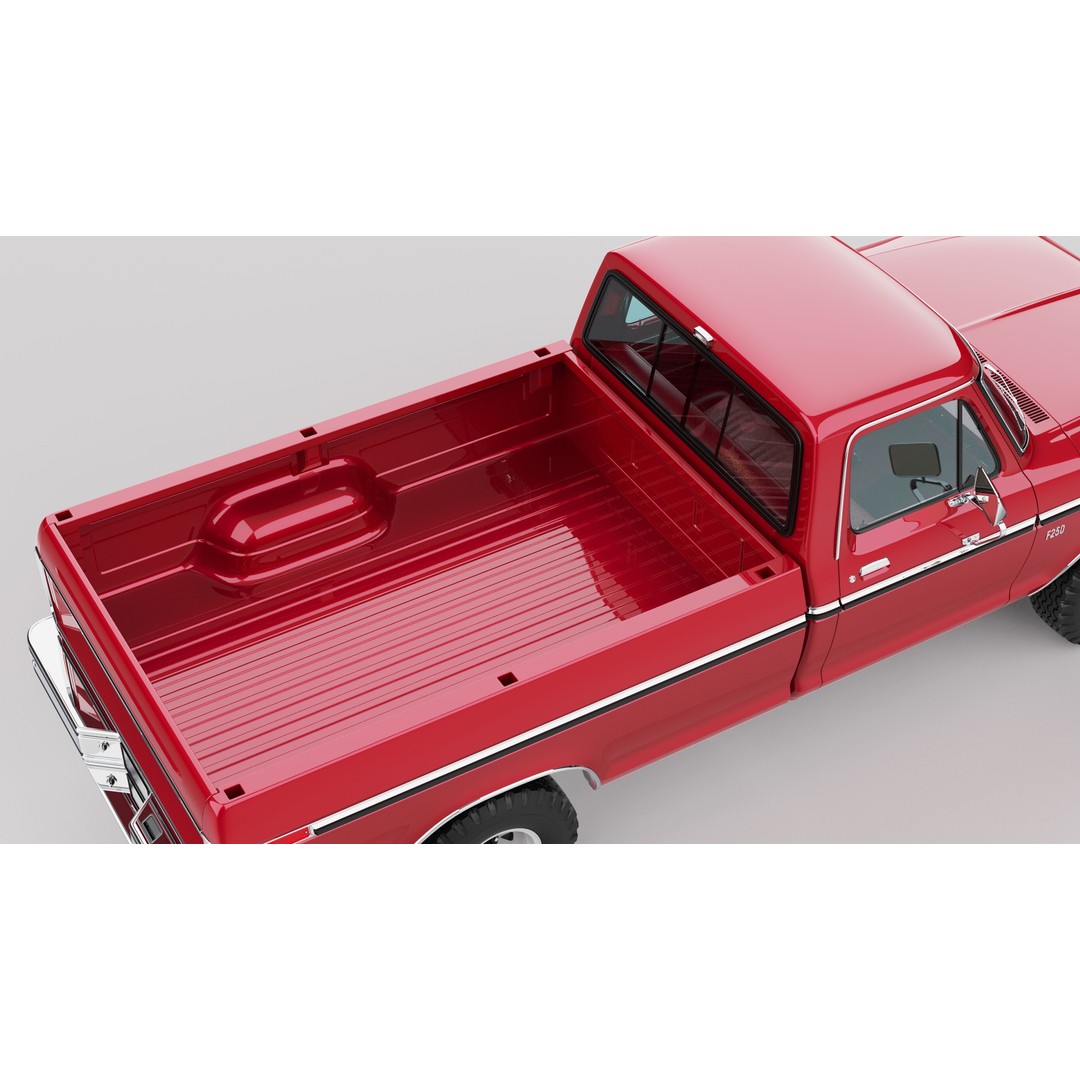 Pickup F250 3D Model – Antique American Truck, FBX, OBJ, Game Ready - View 9