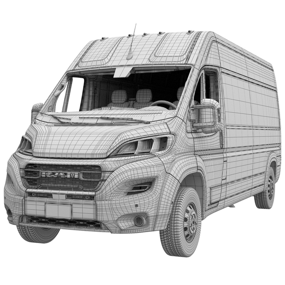 2024 Ram ProMaster L3H2 3D Model – Detailed Cargo Van, FBX, OBJ - View 17