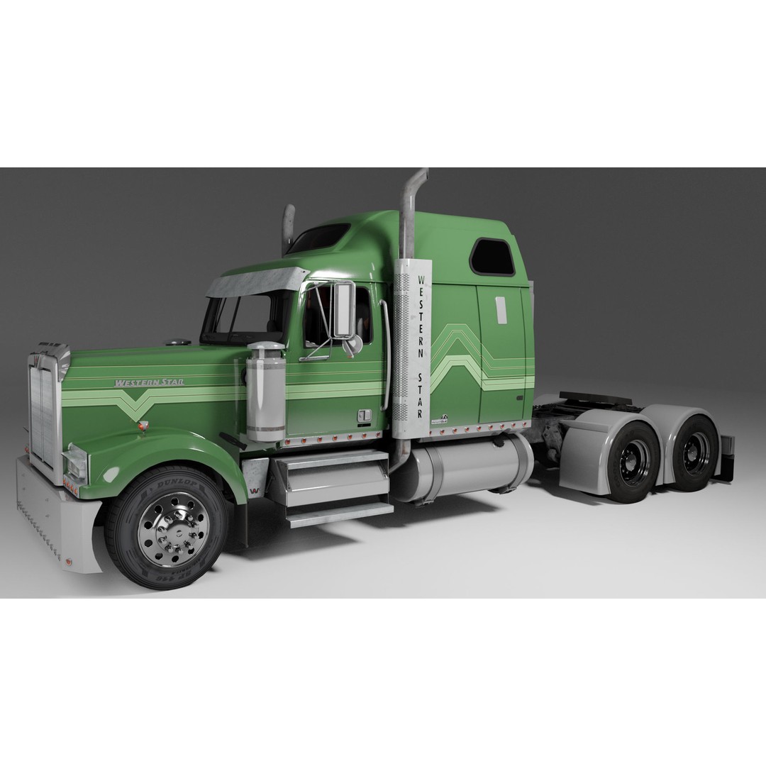 Western Star 4900 EX Semi Truck 3D Model – Game Ready Low Poly Asset, FBX, OBJ