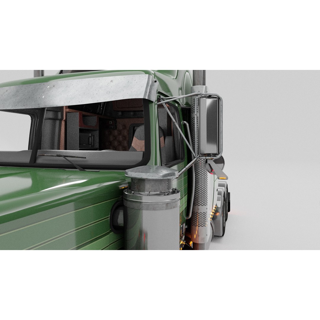 Western Star 4900 EX Semi Truck 3D Model – Game Ready Low Poly Asset, FBX, OBJ - View 11