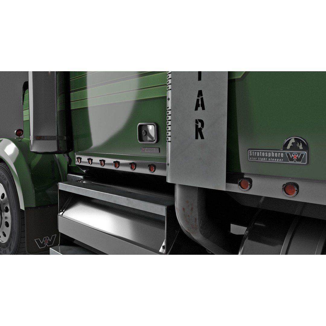 Western Star 4900 EX Semi Truck 3D Model – Game Ready Low Poly Asset, FBX, OBJ - View 13