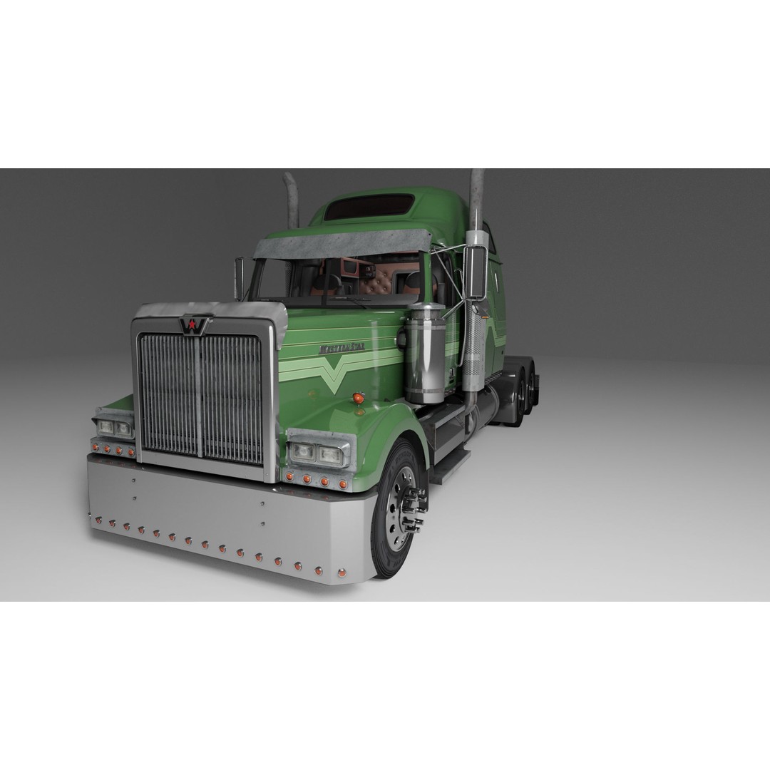 Western Star 4900 EX Semi Truck 3D Model – Game Ready Low Poly Asset, FBX, OBJ - View 15