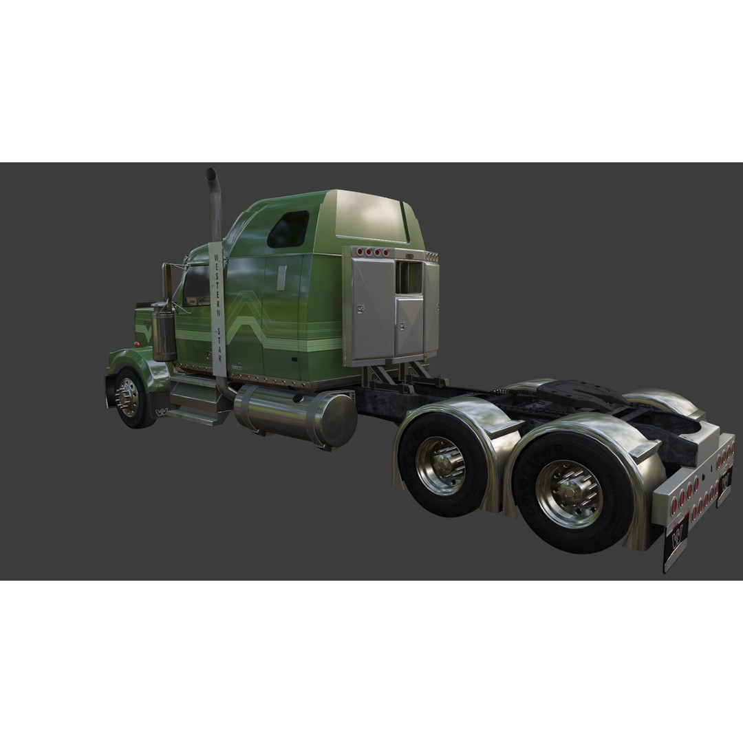 Western Star 4900 EX Semi Truck 3D Model – Game Ready Low Poly Asset, FBX, OBJ - View 20