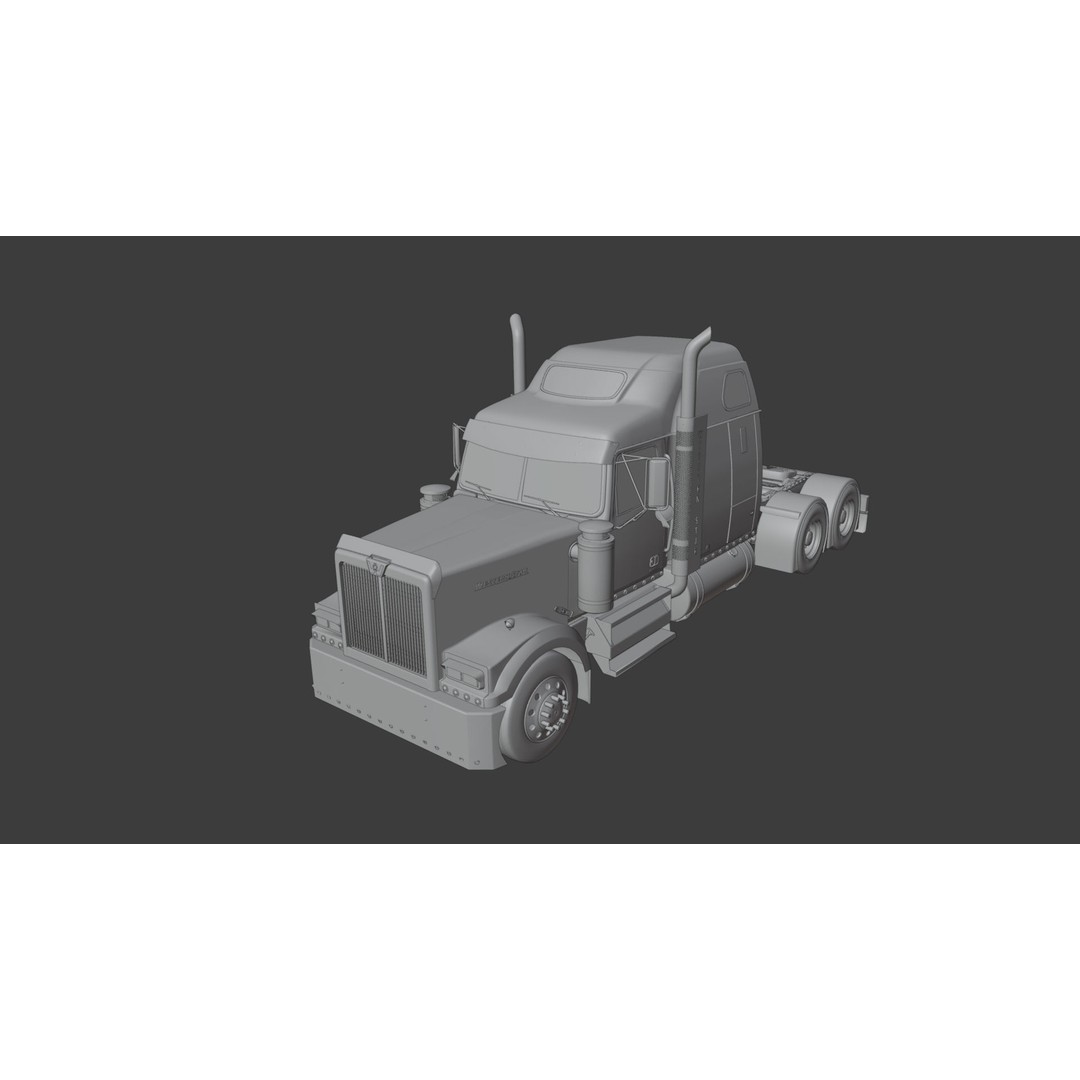 Western Star 4900 EX Semi Truck 3D Model – Game Ready Low Poly Asset, FBX, OBJ - View 22