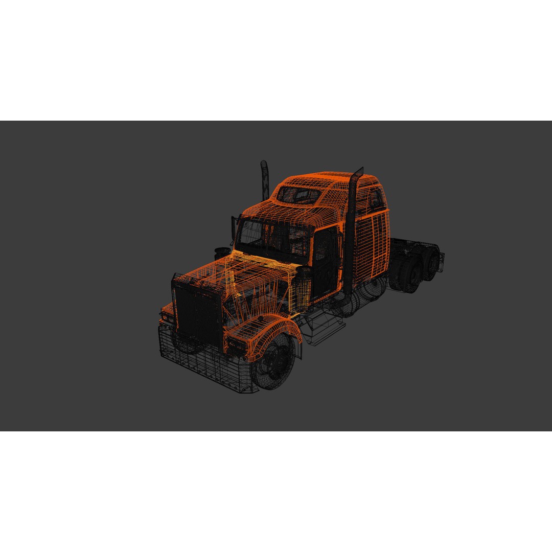 Western Star 4900 EX Semi Truck 3D Model – Game Ready Low Poly Asset, FBX, OBJ - View 23