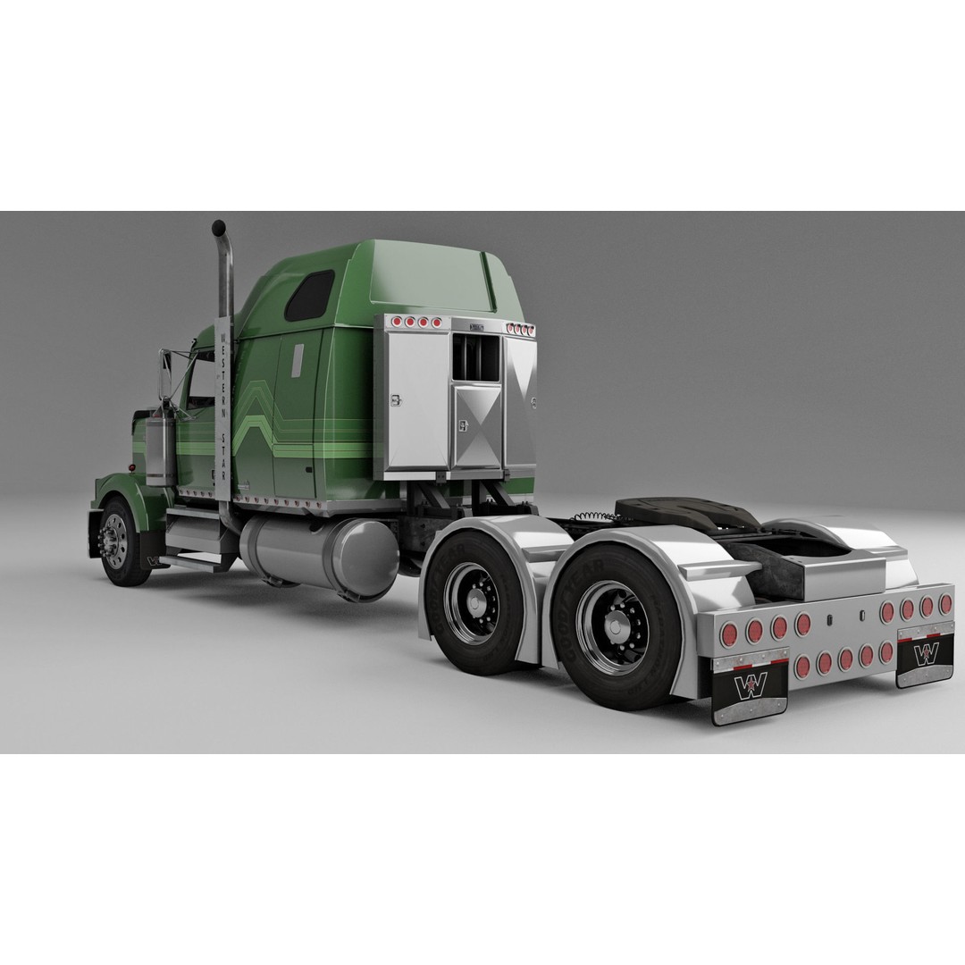 Western Star 4900 EX Semi Truck 3D Model – Game Ready Low Poly Asset, FBX, OBJ - View 6