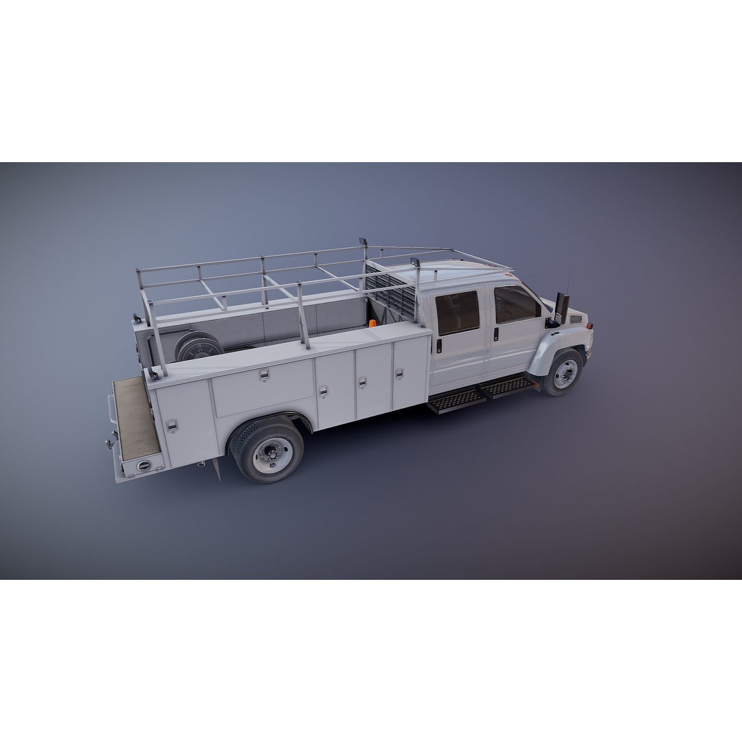 Crewcab Service Truck 3D Model – Low Poly Game Asset, FBX, PBR - View 18