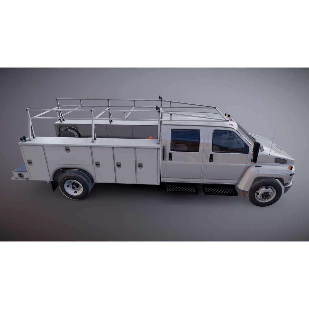 Crewcab Service Truck 3D Model – Low Poly Game Asset, FBX, PBR - View 19