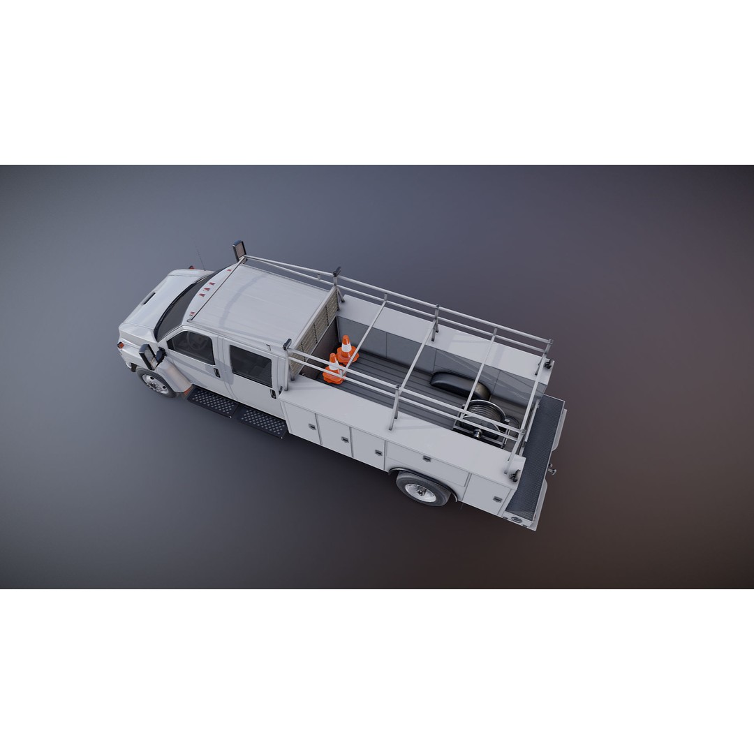 Crewcab Service Truck 3D Model – Low Poly Game Asset, FBX, PBR - View 20
