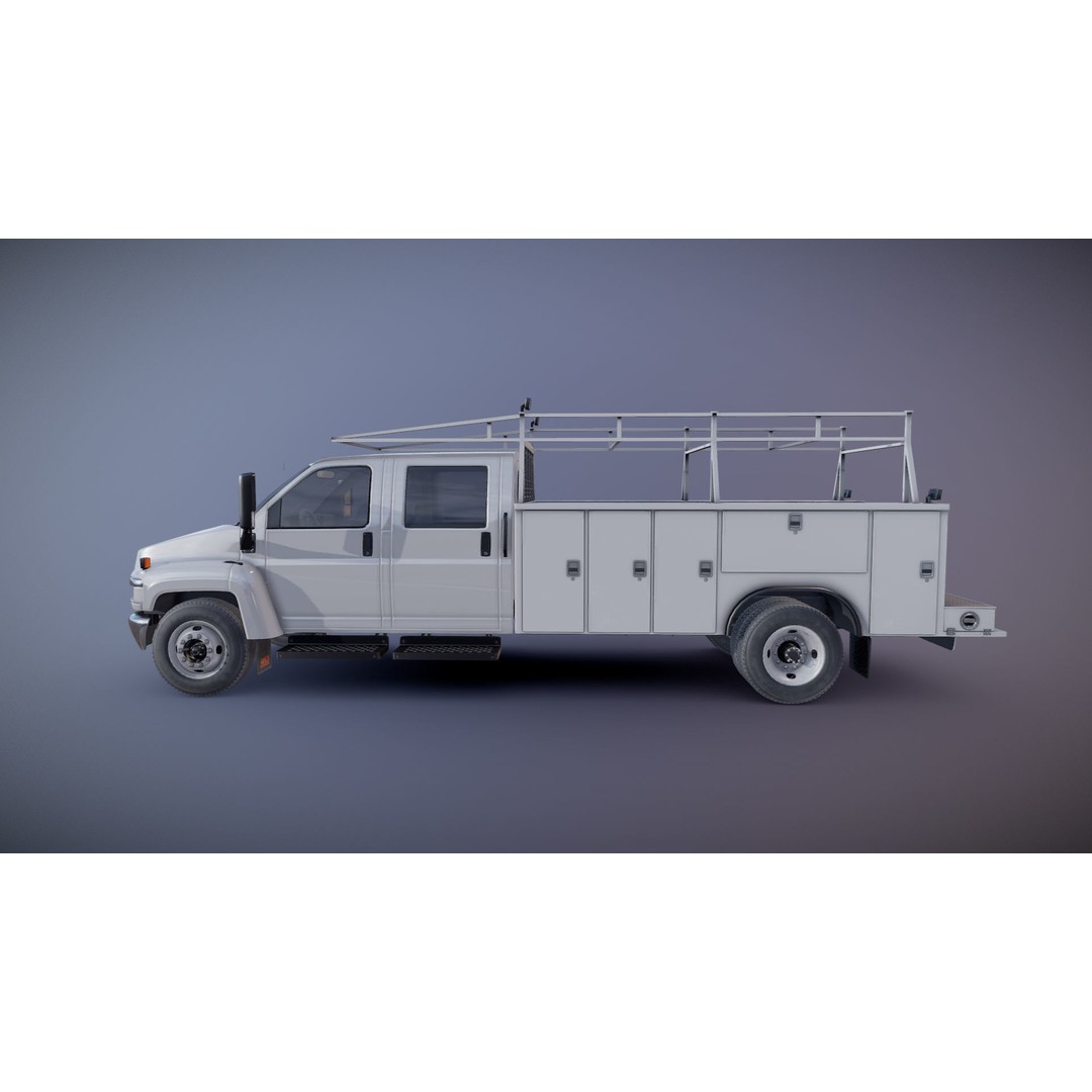 Crewcab Service Truck 3D Model – Low Poly Game Asset, FBX, PBR - View 21