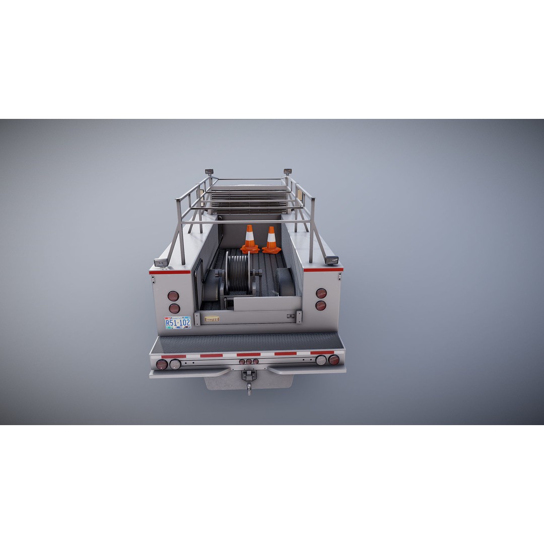 Crewcab Service Truck 3D Model – Low Poly Game Asset, FBX, PBR - View 22