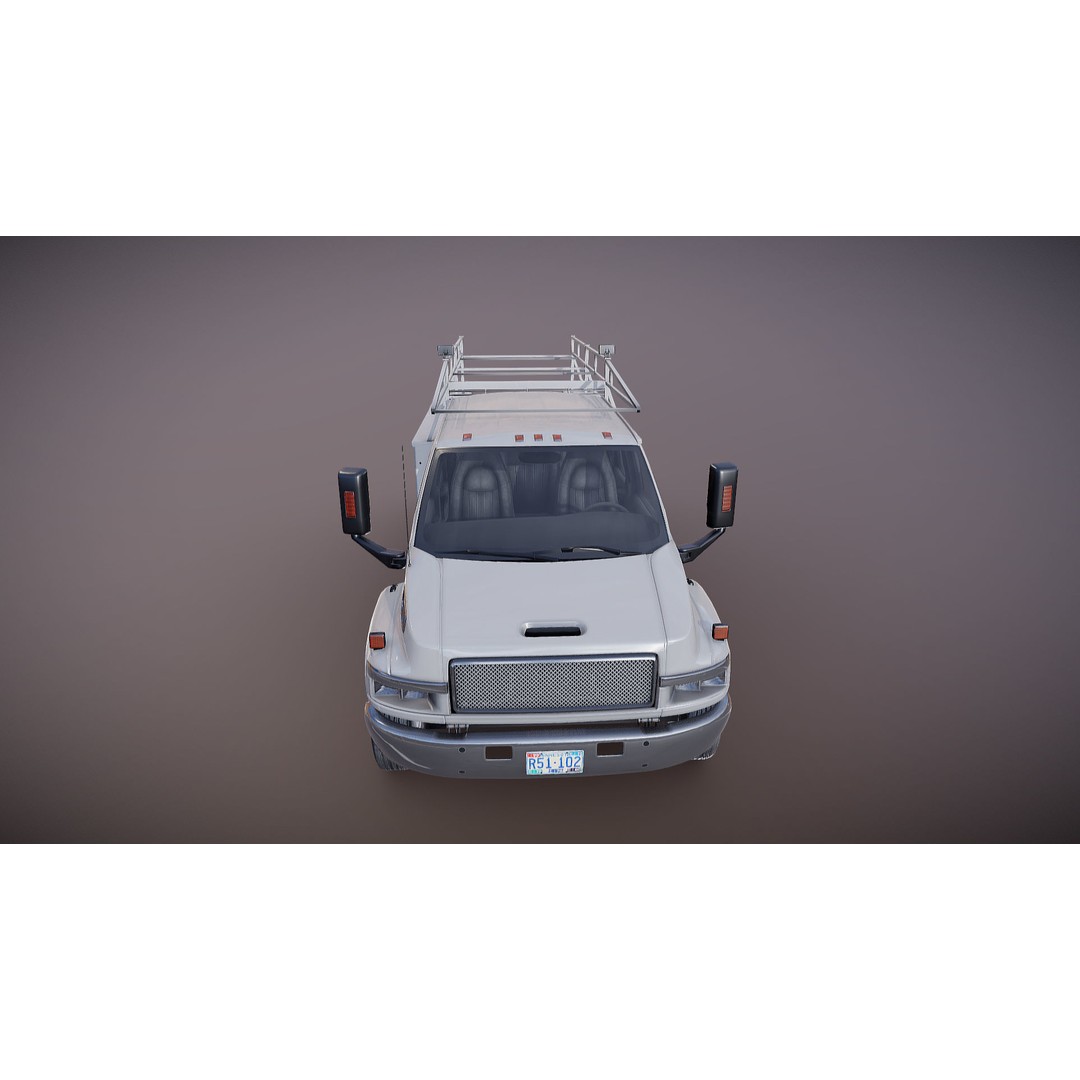 Crewcab Service Truck 3D Model – Low Poly Game Asset, FBX, PBR - View 23