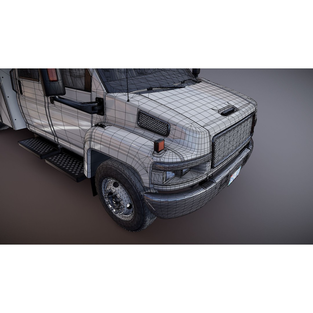 Crewcab Service Truck 3D Model – Low Poly Game Asset, FBX, PBR - View 27